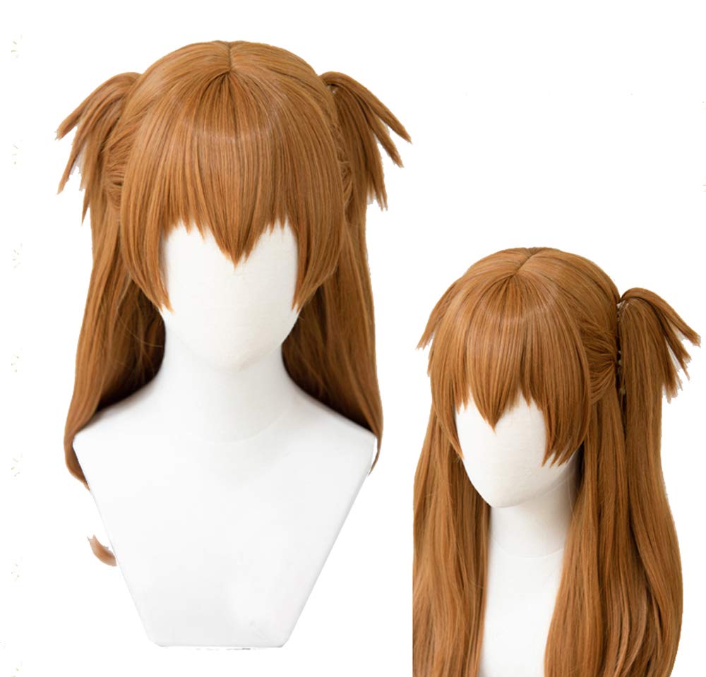 Xingwang QueenAnime Cosplay Wig Long Orange Brown Clip on Double Ponytails Women Girls' Party Wigs