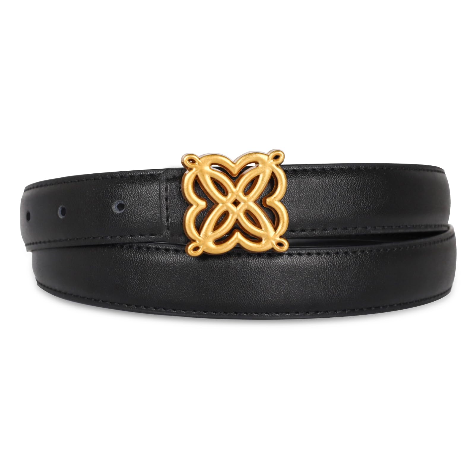 Women's Leather Belt with Buckle - Ideal for Dresses, Jeans, and Coats