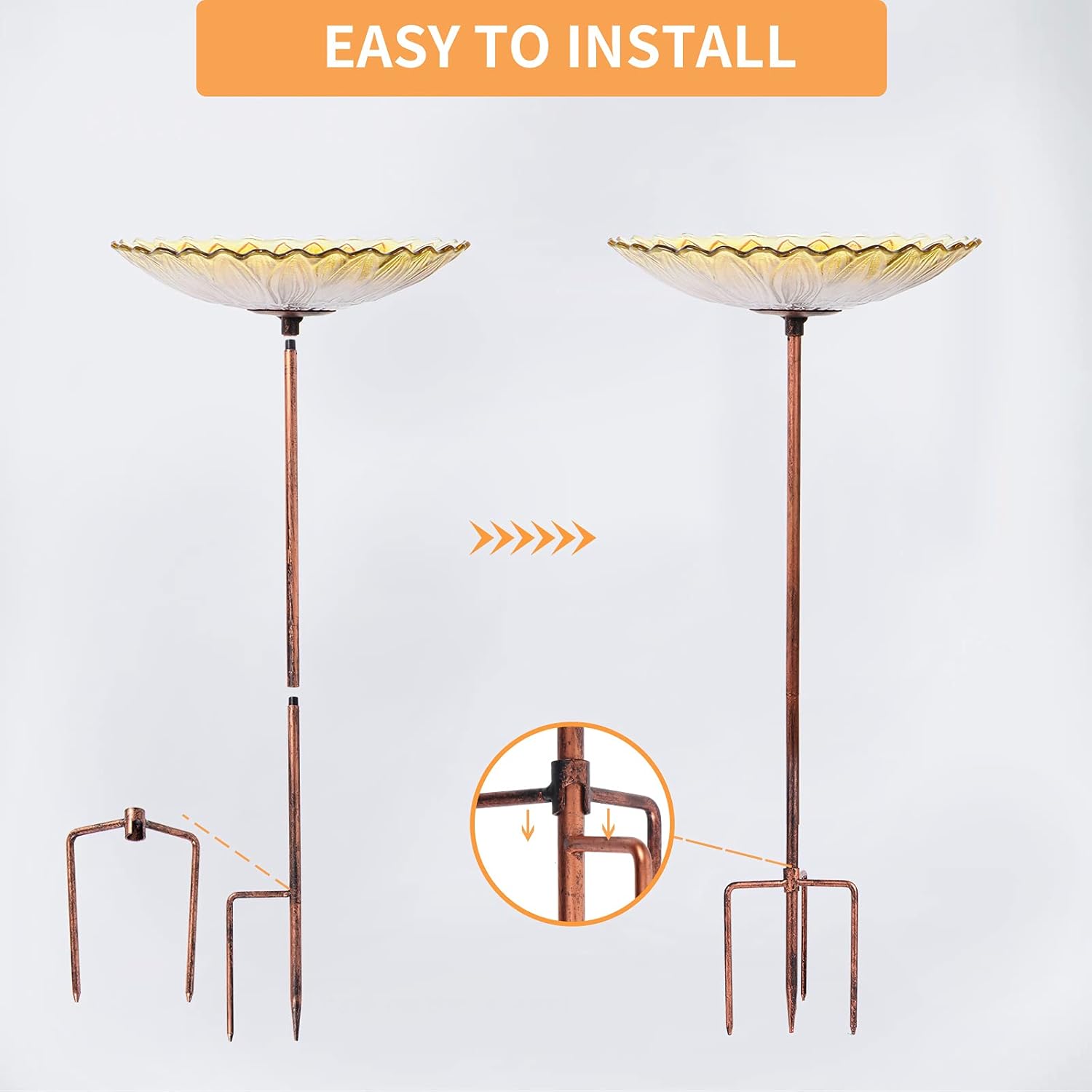 MUMTOP Glass Bird Bath, Garden Outdoor Birdbaths Birdfeeder with Metal Stake Sunflower thumbnail