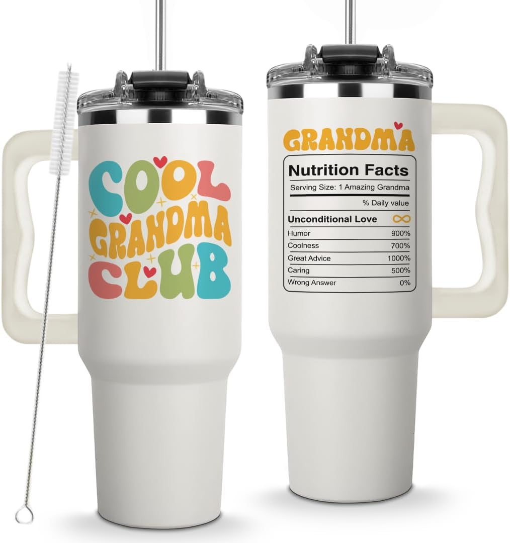 Vivulla68 Cool Grandma Club Tumbler 40Oz, Grandmother Coffee Mugs, Gifts Ideas for Grandmas, Grammy, Granny, Nana, Gigi, Mimi, Mamaw - Grandmother Birthday Gift, Grandmy Cup for Mothers Day Christmas