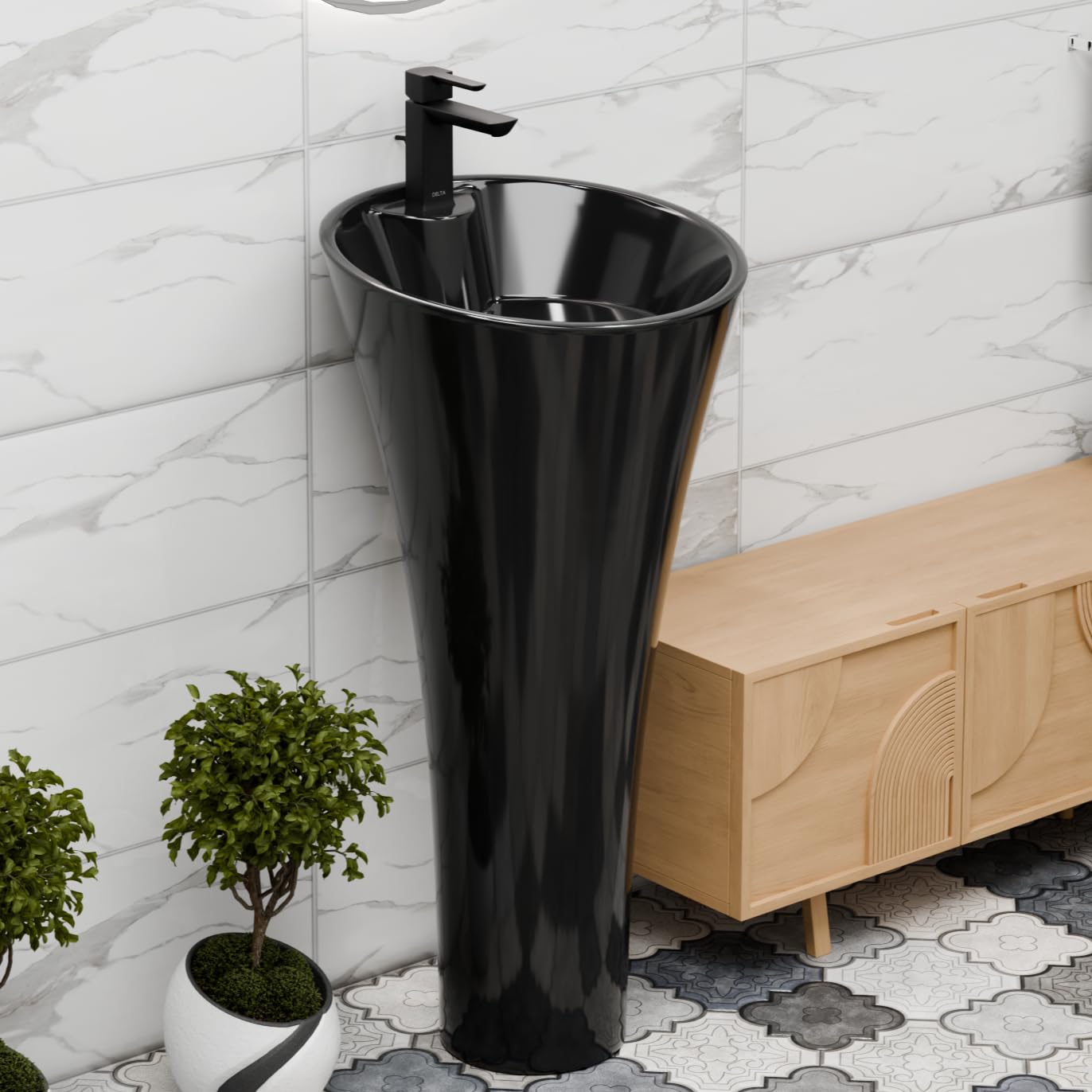 InArt Ceramic Wash Basin - Free Standing Pedestal -12