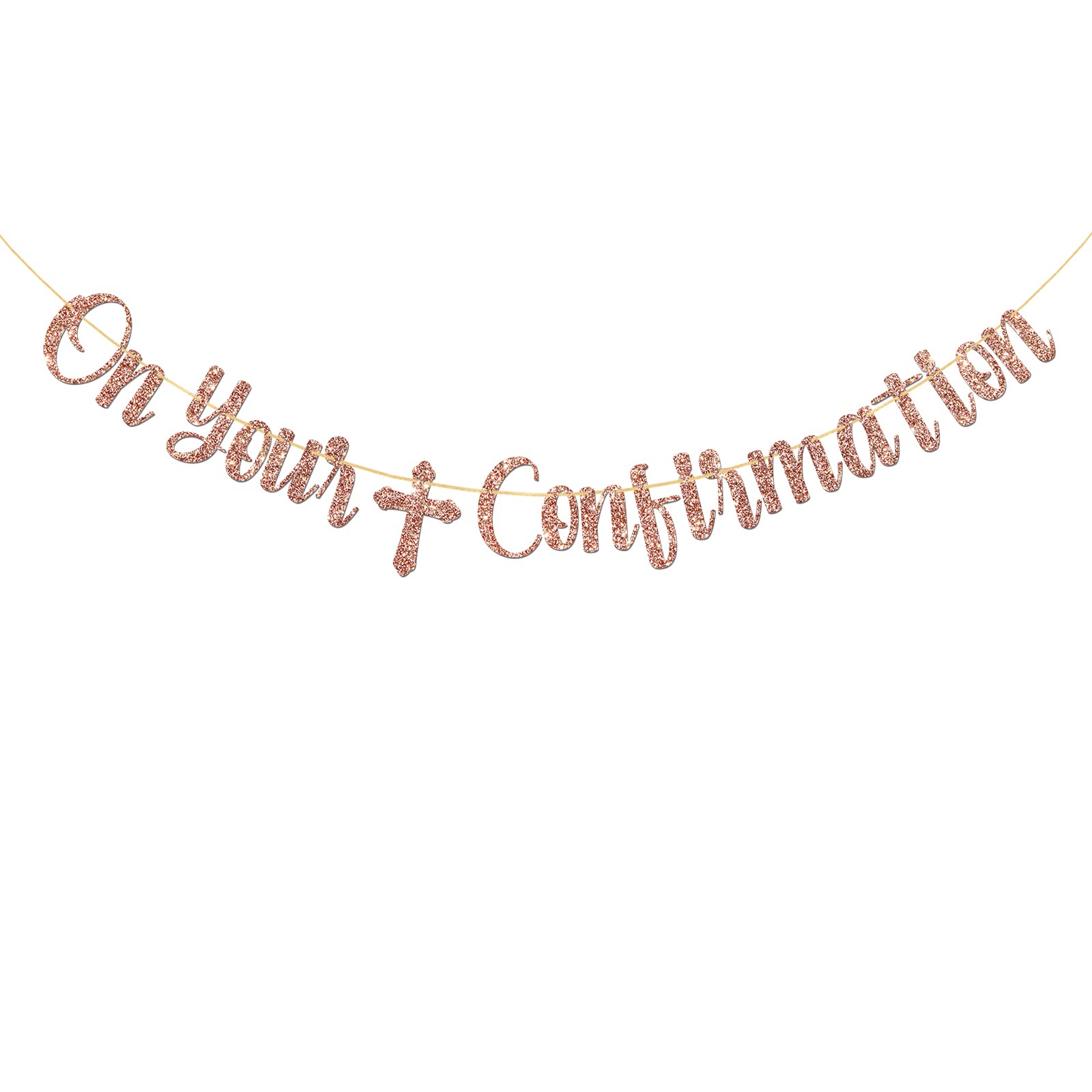 MonMon & Craft On Your Confirmation Banner/Engagement/Bride to Be Banner/Wedding/Bachelorette Party Decorations Supplies/Rose Gold Glitter