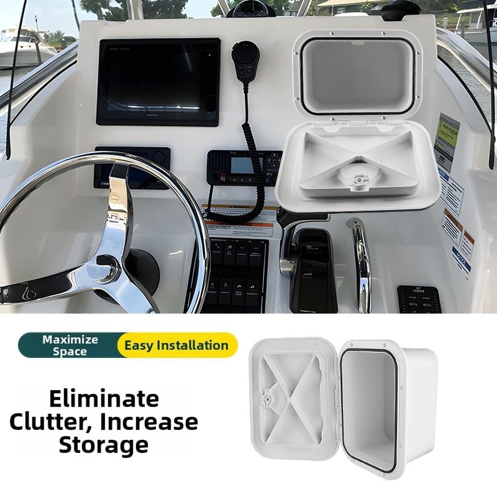 Caja de almacenamiento marina con tapa de rotación de 270 grados, escotilla de cubierta ABS para yate y barco, organizador de cebo y aparejos personalizable, blanco o negro