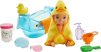 Mattel - Barbie Skipper Babysitters Inc. Feeding and Bath-Time Playset, with Duck Towel
