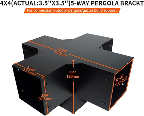 Miniatura 9 de ITeVe.GD Kit de pérgola para bricolaje, 2 soportes de esquina de ángulo R de 4 vías, soporte de madera elevado con tornillos para 4 x 4 pulgadas