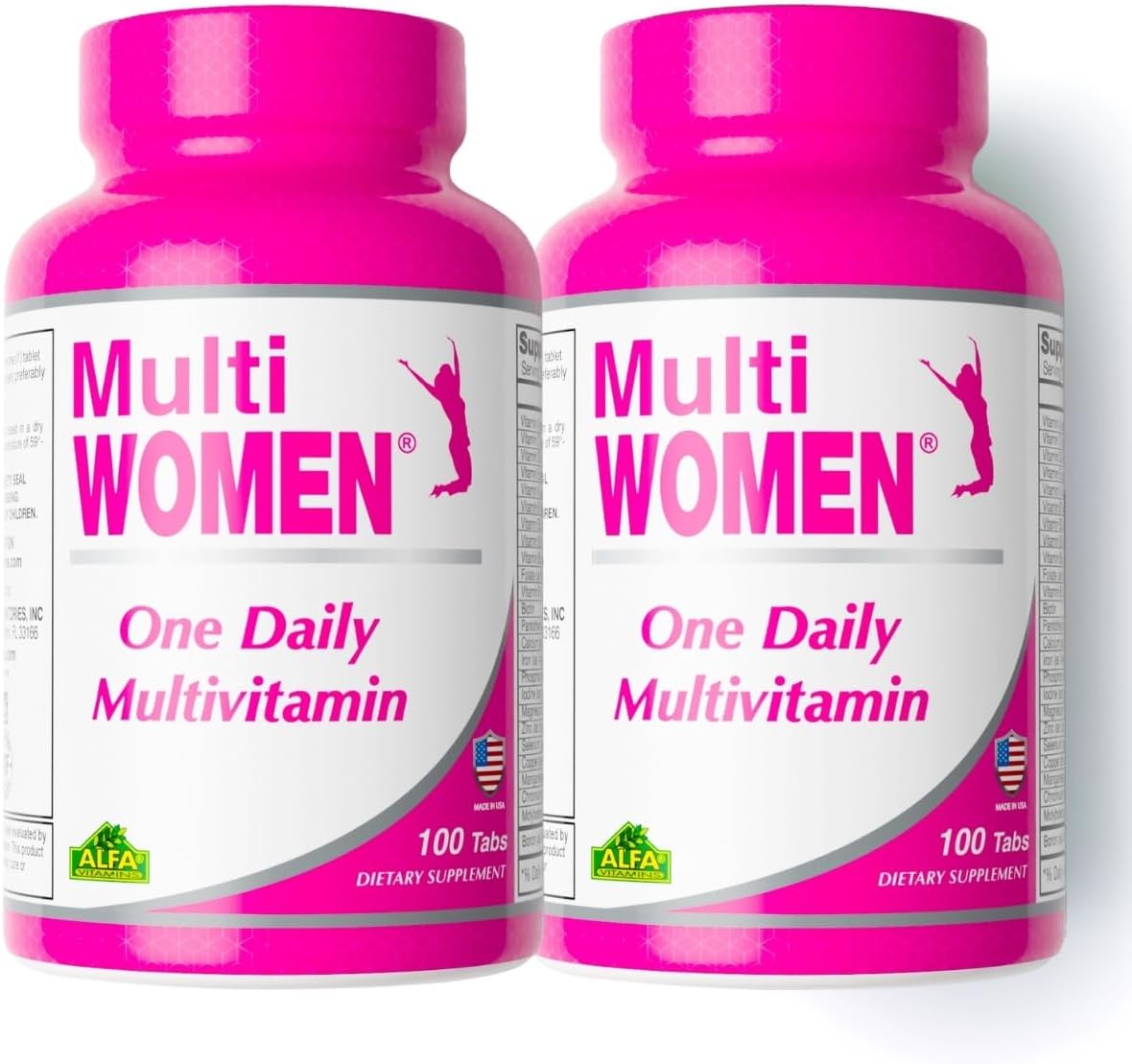 ALFA VITAMINS Multi Women Vitamins Dietary Supplement with Essential Vitamins & Minerals for Women - Amino Acids + Antioxidants - 100 Tablets (2 Pack)