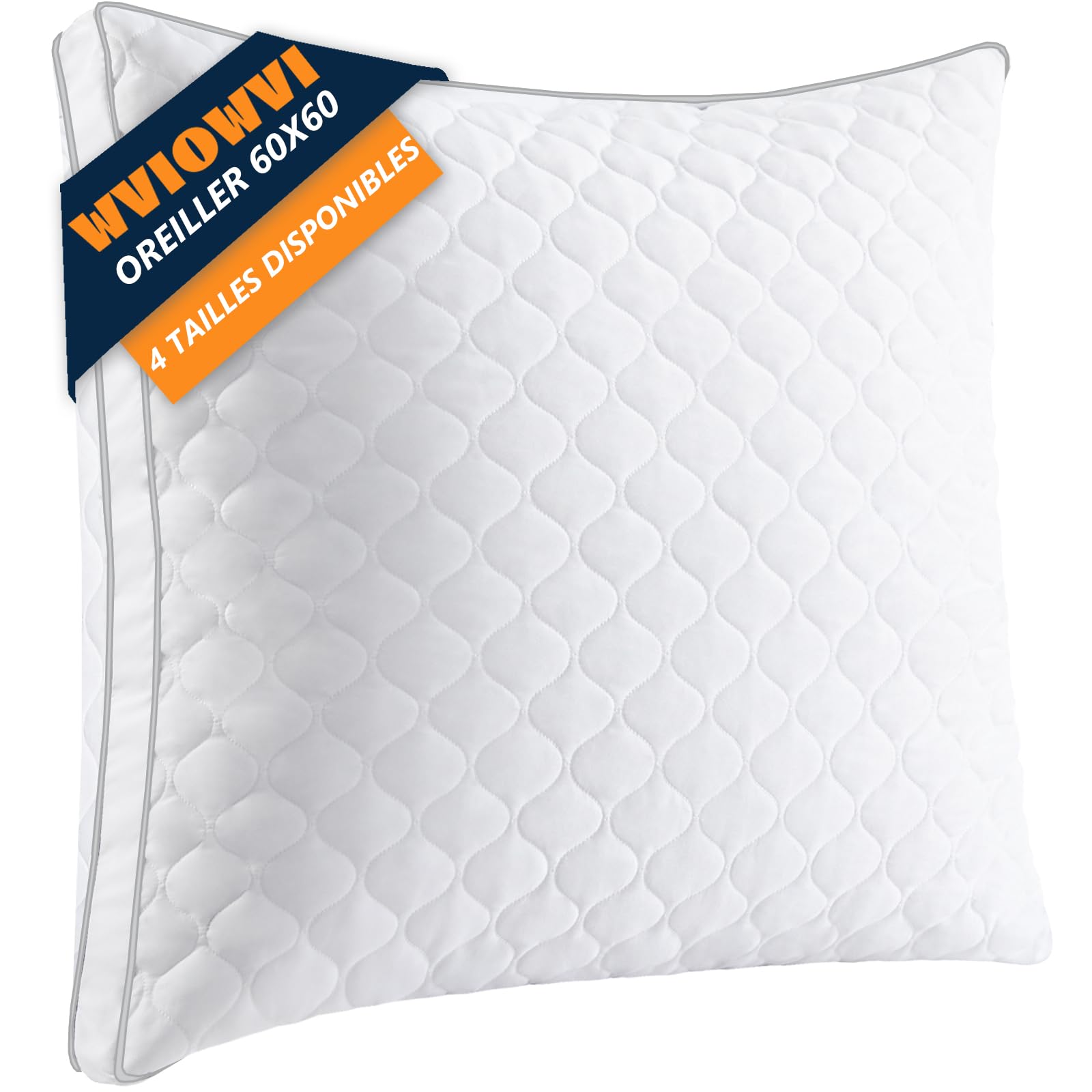 Oreiller 60x60, Oreiller Ergonomique Cervical - Réglable en Hauteur, Haute Qualité Oreillers Ferme Confort, Coussin 60x60 avec Taies Amovibl - Respirant & Hypoallergénique
