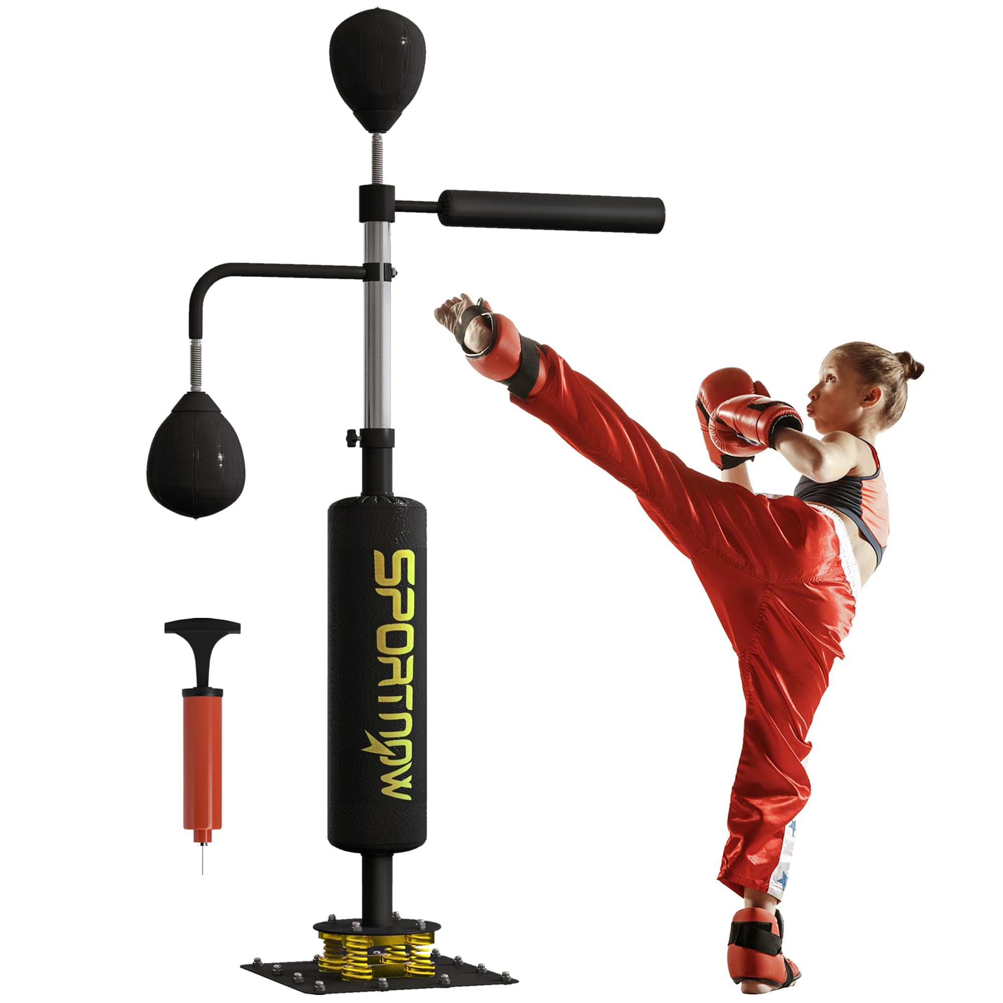 Sportnow140 205cm Inflatable Boxing Bag With Reaction Bar