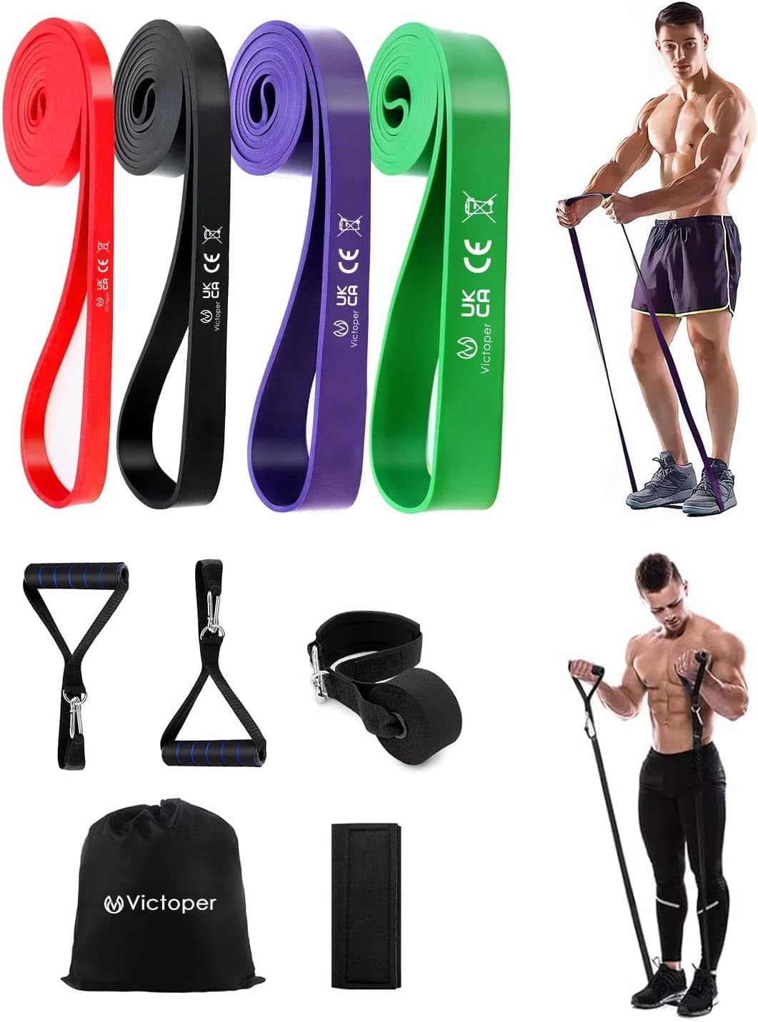 Victoper Resistance Bands,Resistance Bands Set for Men Women,Exercise Bands with Different Resistance Levels,Pull up Bands for Strength Training Fitness Pilates Yoga Stretch Toning,Workout bands