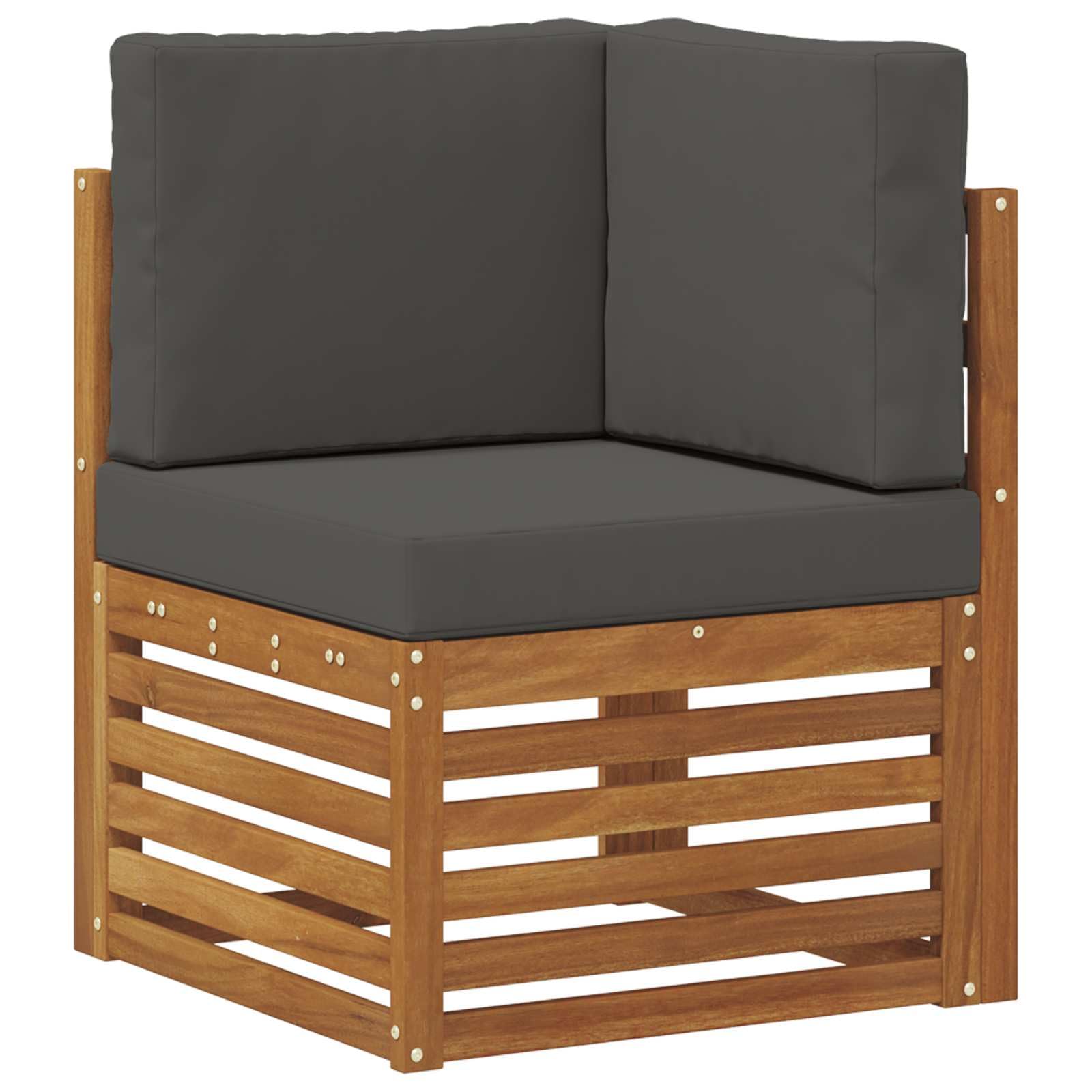 Gartenmöbelgarnitur Set 10-teilig aus massivem Akazienholz für Terrasse Balkon und Garten wetterfest modulare Sitzgruppe mit Tisch, Sofas, Sesseln, Kissen und Aufbewahrung