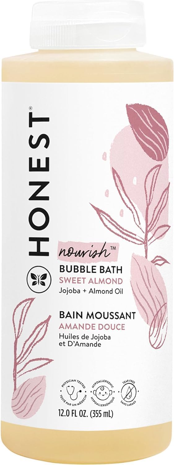 The Honest Company Everyday Gentle Sweet Almond Bubble Bath | Tear-Free Kids Bubble Bath With Naturally Derived Ingredients and Essential Oils | Sulfate- and Paraben-Free Baby Wash | 12 Fl. Ounces