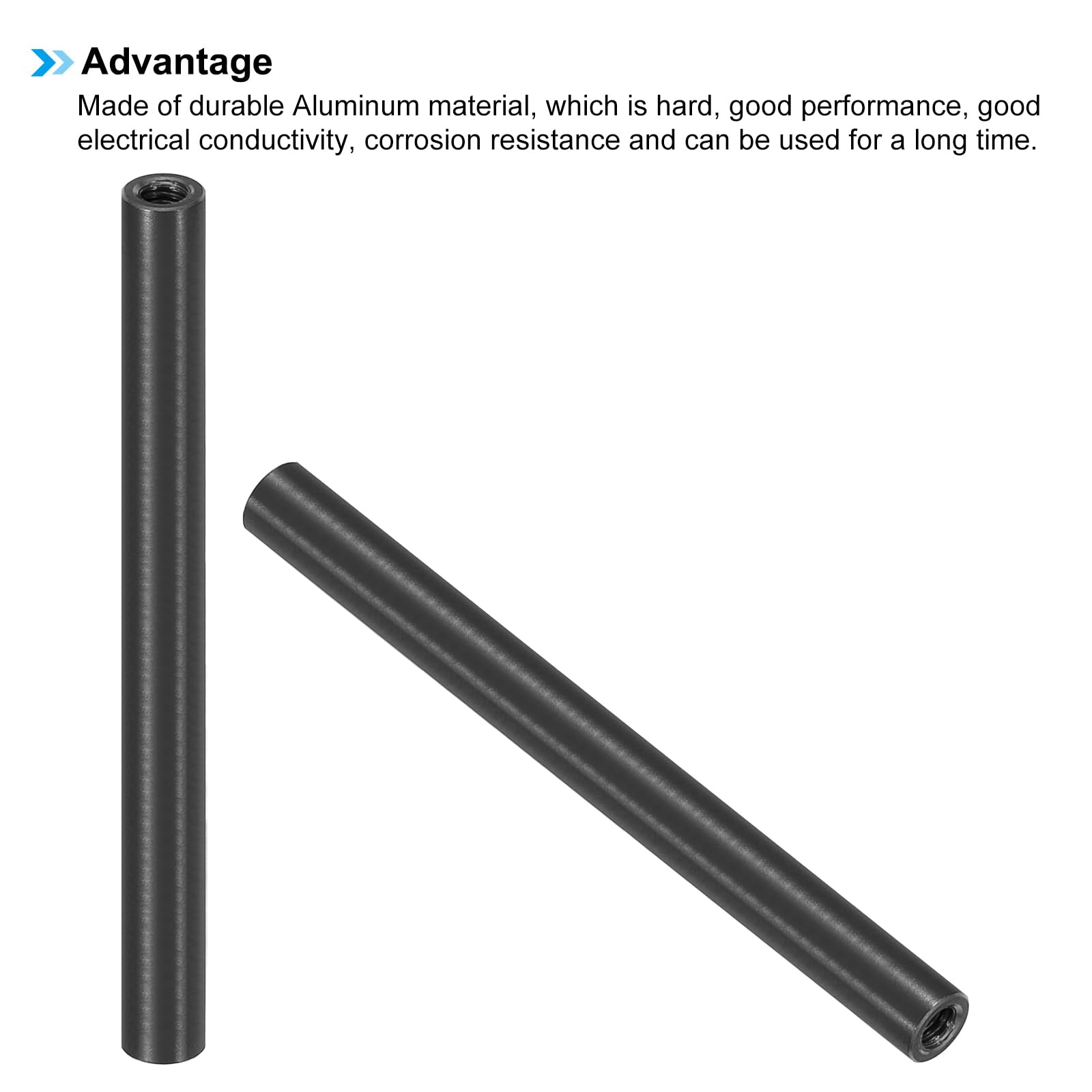 PATIKIL 2pcs M3 Metal Threaded Standoff Spacer Nuts, Round Aluminum Spacers Female Coupling Screws, 1/8" ID x 3/16" OD, Black, (70mm L) - Image 4