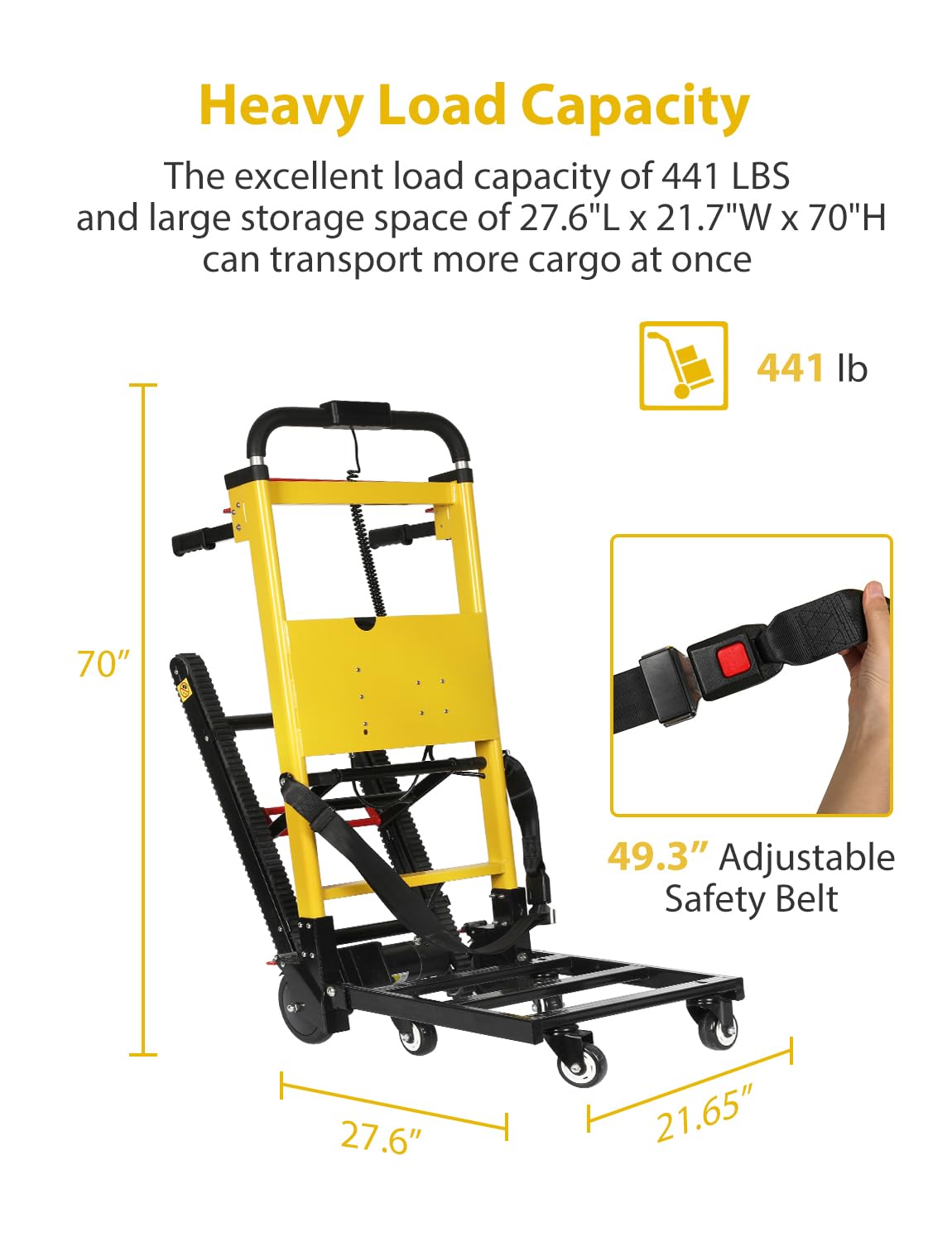 Carro eléctrico de Mano para Subir escaleras, Carga máxima de 200 kg, Resistente, 120 W con Motor de 120 W, con Motor de 6 Ruedas, Funciona con Pilas, para Muebles, logística Familiar