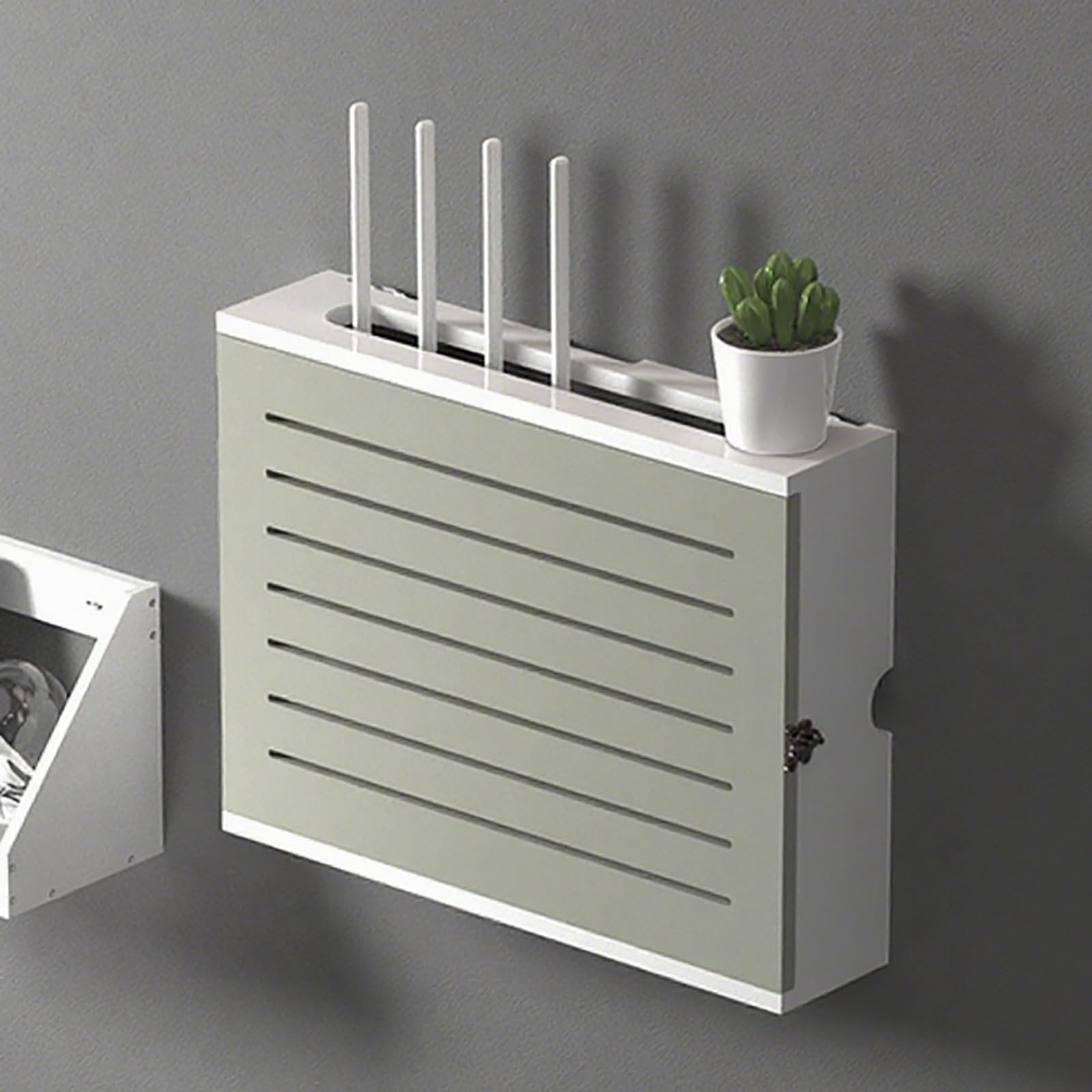 Caja de cubierta para enrutador WiFi montada en la pared, estantes de diseño elegante sin taladrar para ocultar enrutadores, ideal para decoración del hogar y la oficina (blanco/gris, 52,4 cm / 20.6in