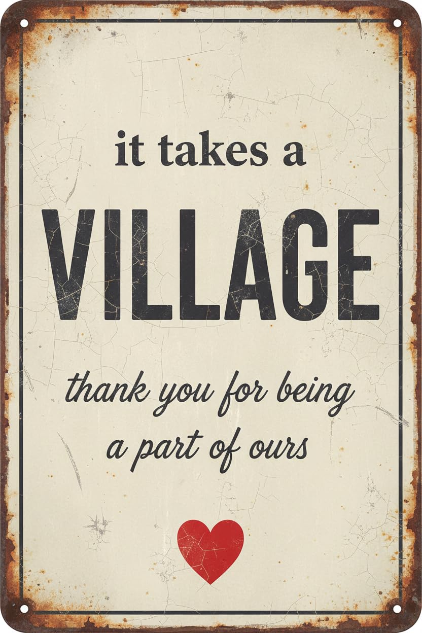 It Takes A Village Thank You Wood Plaque Desk Sign, 8x12 Inch