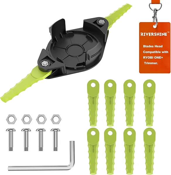 Rivershine ACFHRL2 Weed Wacker Head Replacement, Compatible with Ryobi 18V, 24V Trimmers, Compatible with Ryobi Weed Wacker Parts, Trimmer Head with 10 Quickload Weed Wacker Blades (1+10+4)
