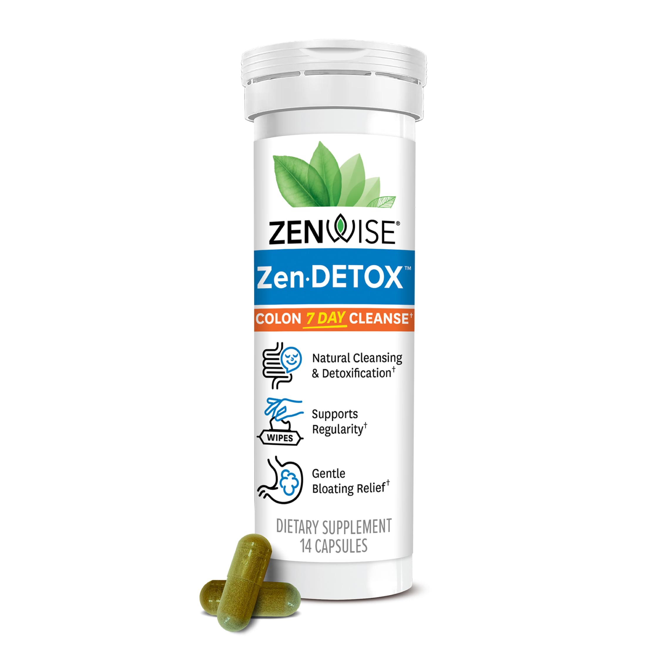 7-Day Colon Detox Cleanse for Digestive Health - Gut Detox Pills for Digestion & Bloating Relief - Herbal Blend with Psyllium Husk, Senna Leaf, Bromelain, ACV & Probiotics - 14 Count