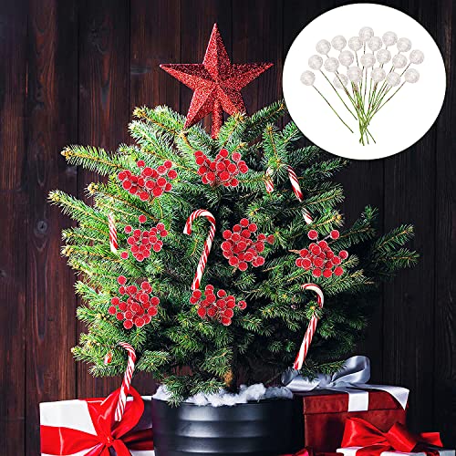 100 Pcs Christmas Holly Berries Artificial Glitter Silver Holly Berries,Christmas Berries Silver Berry Stems for Wreath Decorations Craft Christmas,Xmas Tree,Garland DIY Craft Wire Berries Party Decor - Image 4