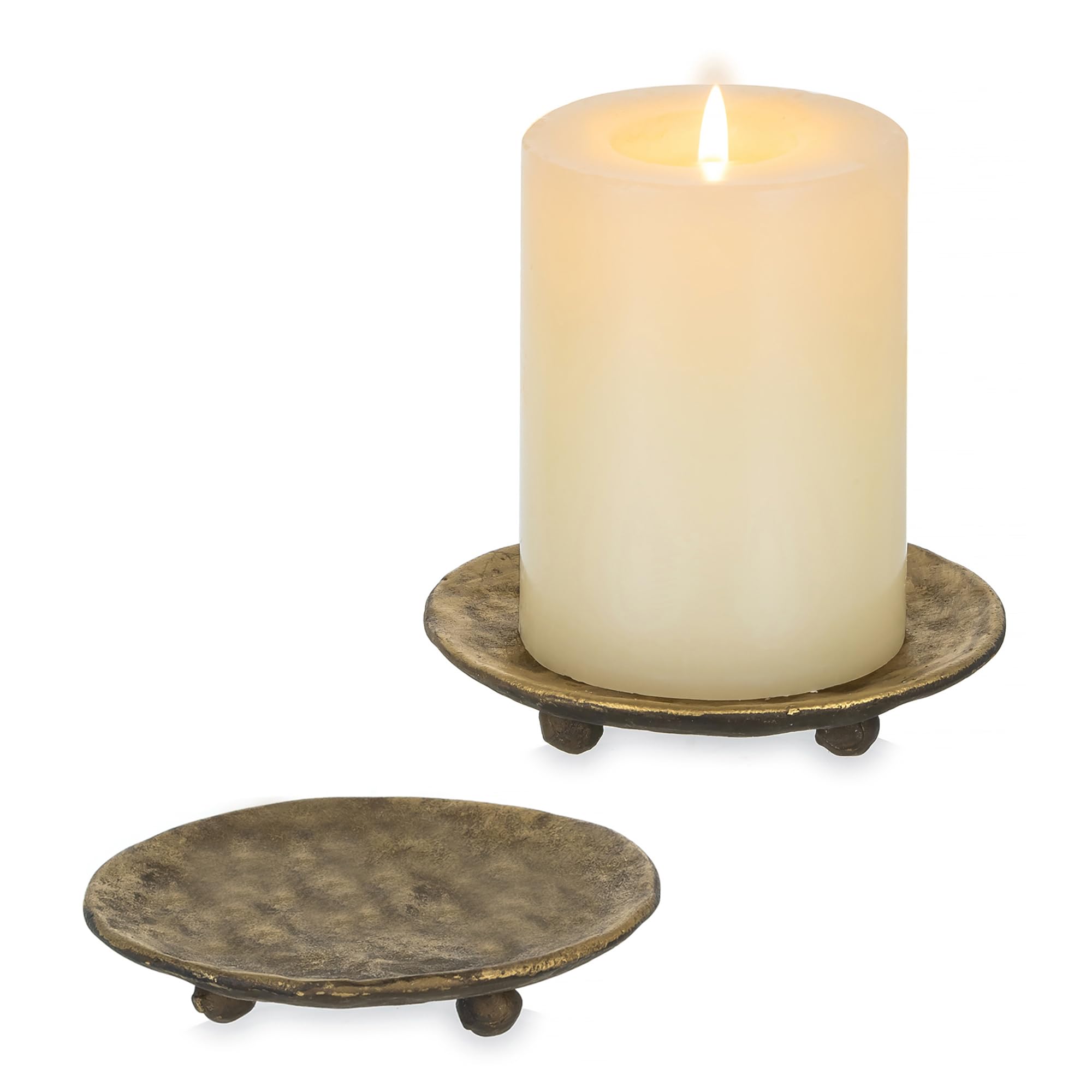 Inweder Iron Pillar Candle Holders: 11.7cm Gold Candle Plates