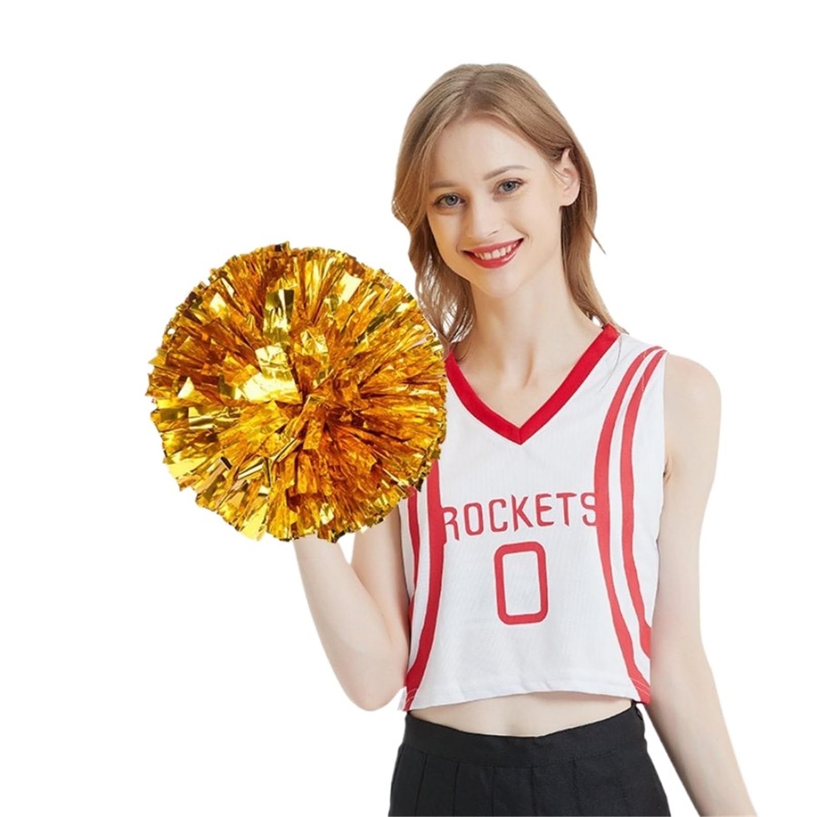 10Pcs Colorfast Rainbow Cheerleader Pom Poms Colorful Cheerleading Pompoms Cheer Hand Flower Aerobics Balls Sports for Sports Cheer(Color2)
