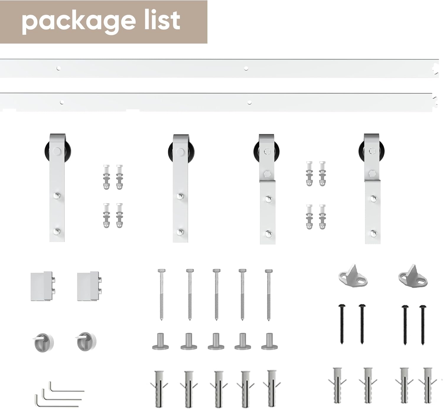 BARNSMITH 5.5FT Brushed Nickel Single Track Bypass Sliding Barn Door Hardware Kit