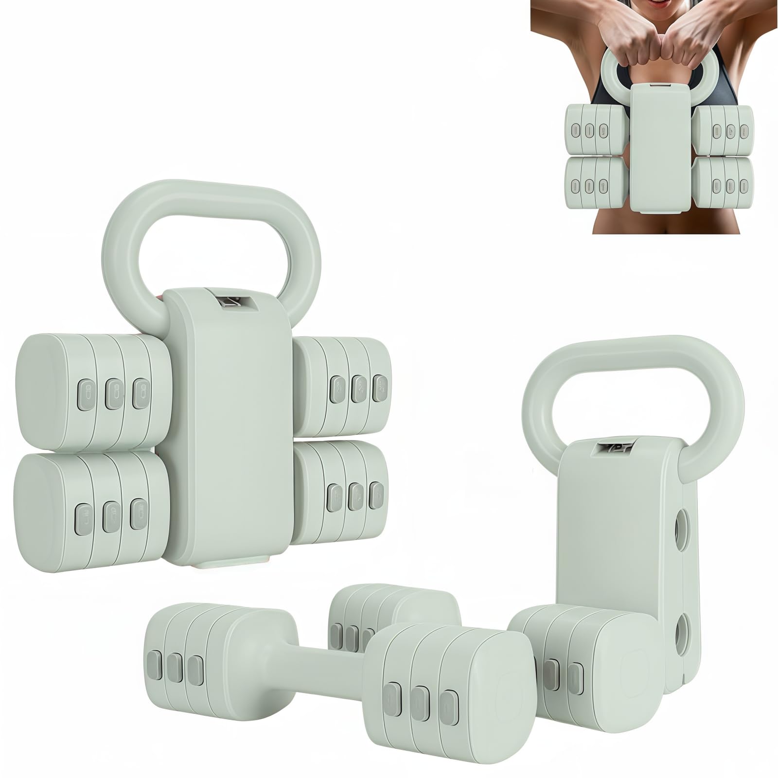 Juego de mancuernas rusas ajustables, 2 en 1, para deportes, de 2 kg, 3 kg, 4 kg y 5 kg, para mujeres y hombres, ideal para entrenamiento de fuerza en casa