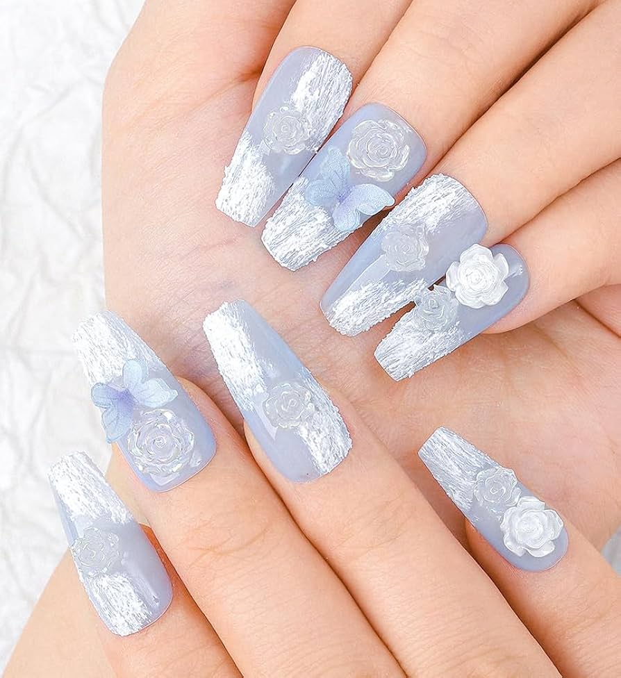 Amazon | Sethexy 手作りネイルチップ ロングバレリーナチップ バラ