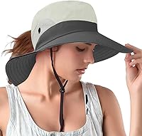 Vista 51 de Rosoz Sombreros para cola de caballo para mujer, protección UV, plegable, de malla ancha, senderismo, playa, pesca, safari de verano 1 paquete-gris