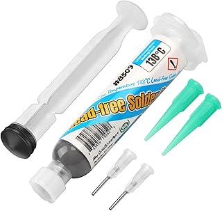 Lead-Free Solder Paste Sn42/Bi57.6/Ag0.4 Low Temp Soldering Paste 138C 281F For Electronics LED IC PCB BGA SMD CPU Repairing (1.05oz/30g)