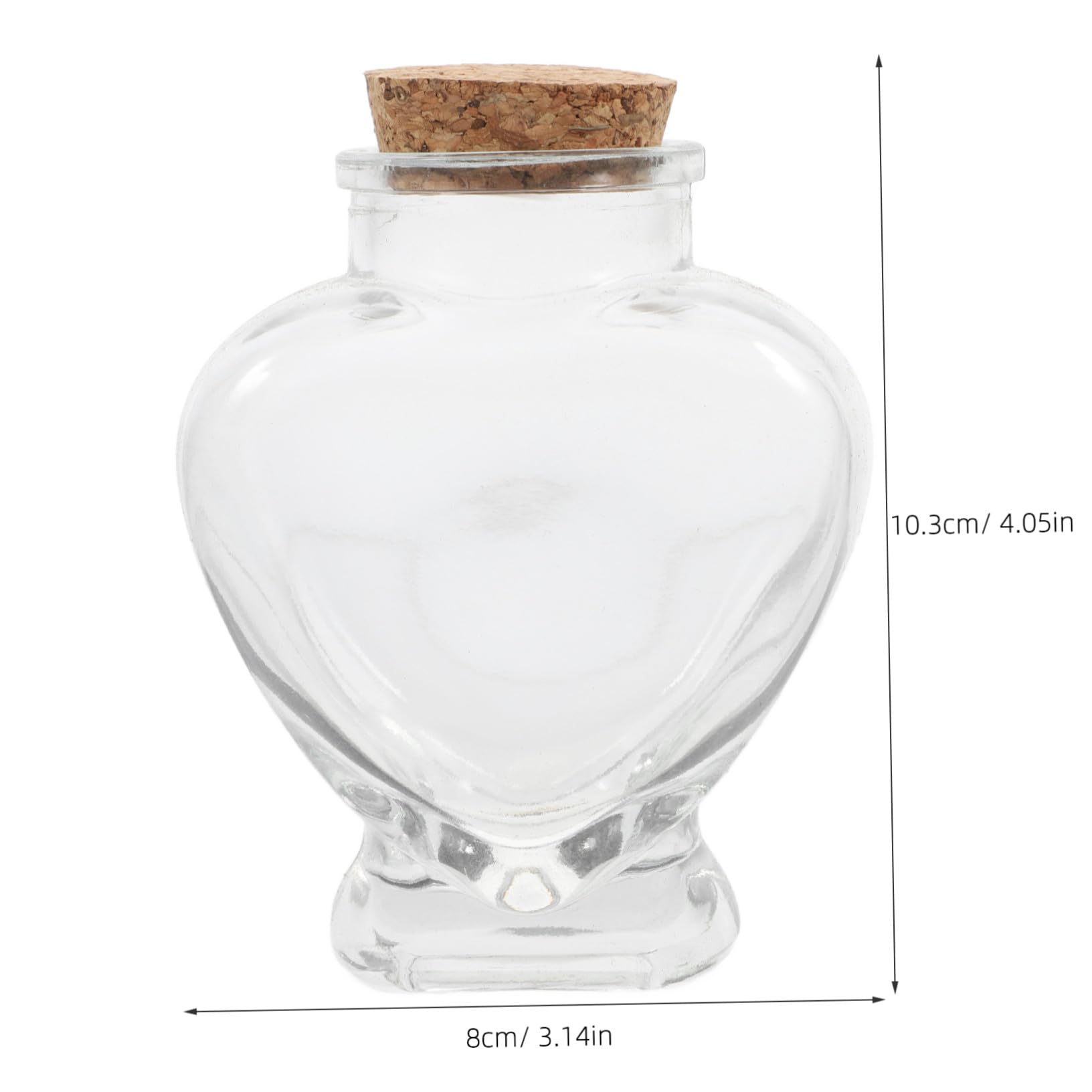 4 Pezzi Bottiglie Vetro a Cuore 160ml con Tappo in Legno