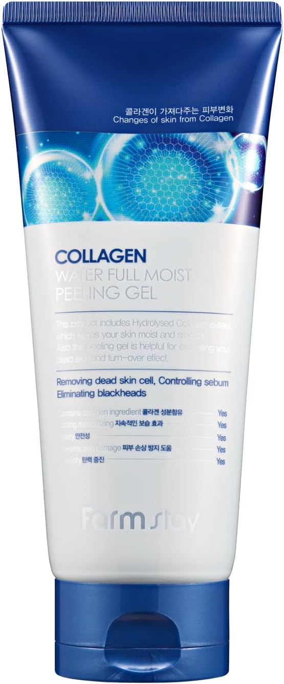 FARMSTAY Collagen Water Full Moist Peeling Gel - Peel Off Face Mask for Brighter Skin - Gently Exfoliates - Collagen For Skin - 6.08 oz