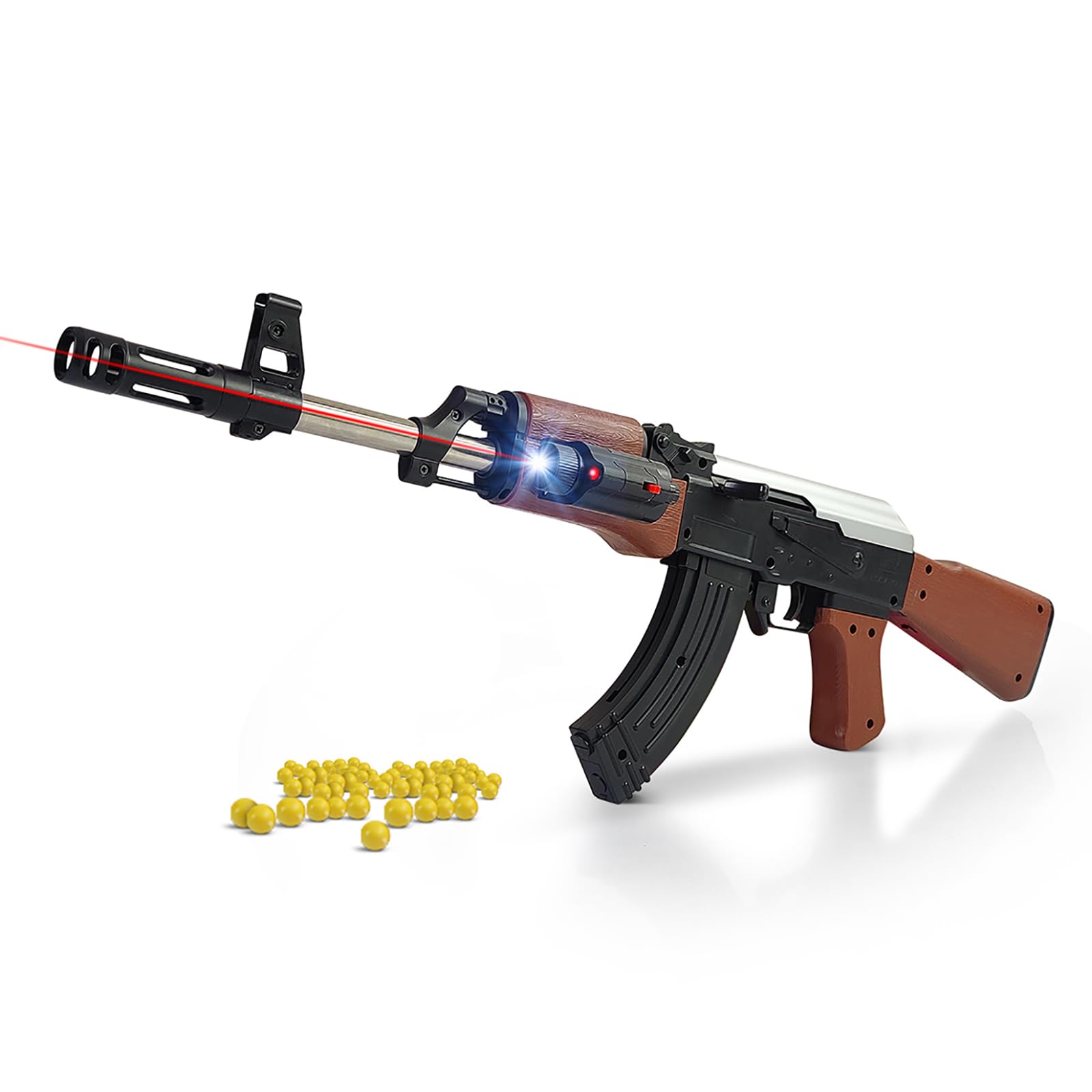 NHR AK47 Toy Gun with Laser Light with 500 Bullets 24-inch Long Shooting Gun for Kids 8+ Years-image-43