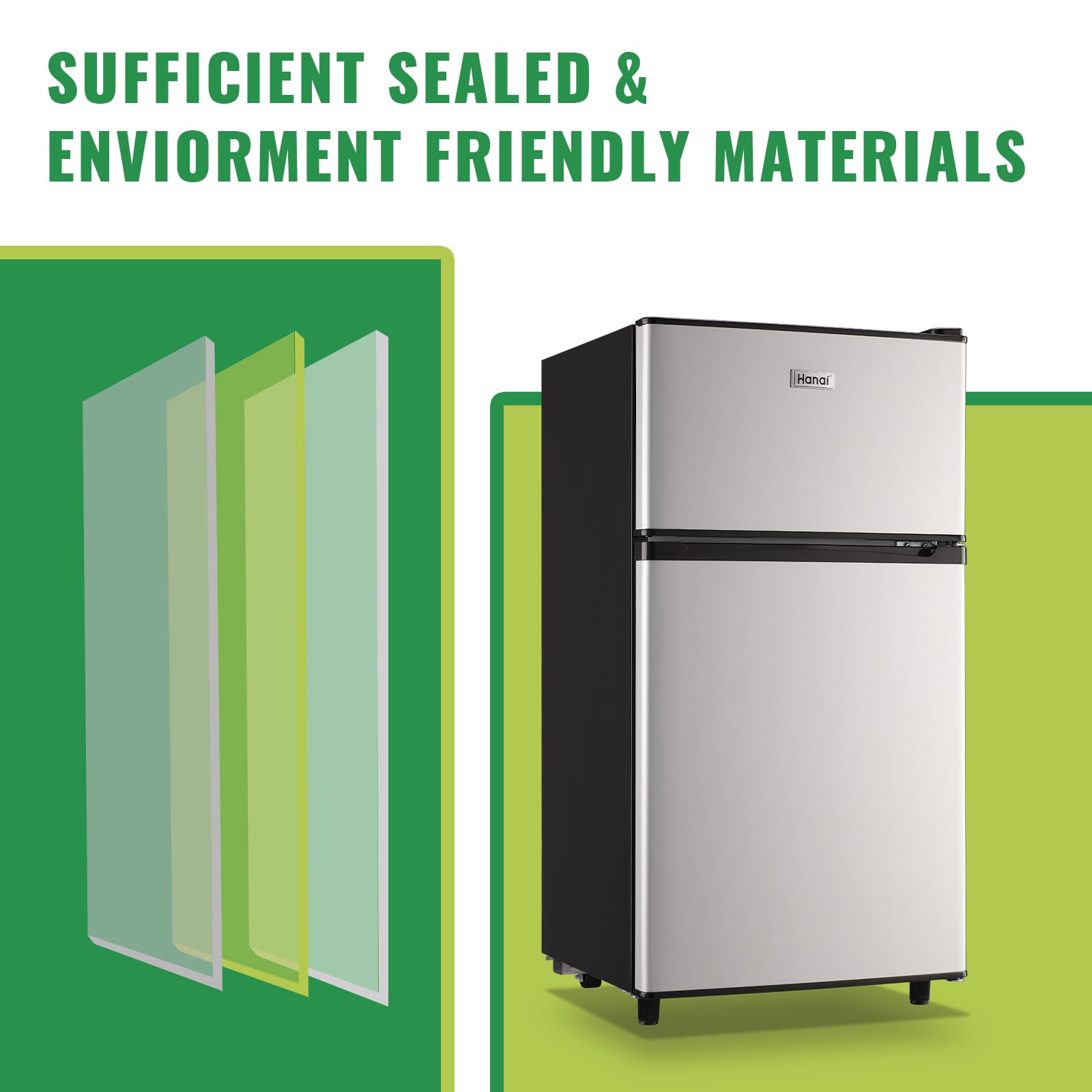 Amazon.com: WANAI Mini Fridge with Freezer Two Doors Compact