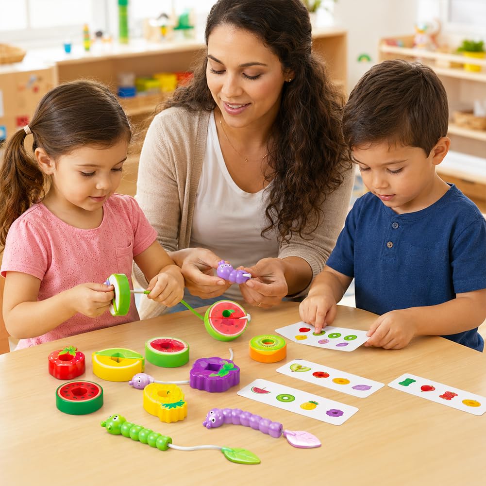 Kouipoie Fruit Threading Toys Montessori Lacing Beads for Toddlers Age 2-6 - Image 8