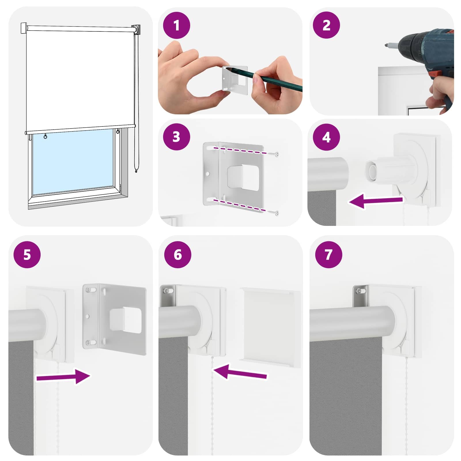 Tenda avvolgibile in poliestere grigio chiaro | Filtro Luce, Controllo Termico, Montaggio a Parete o Soffitto, Protezione Privacy