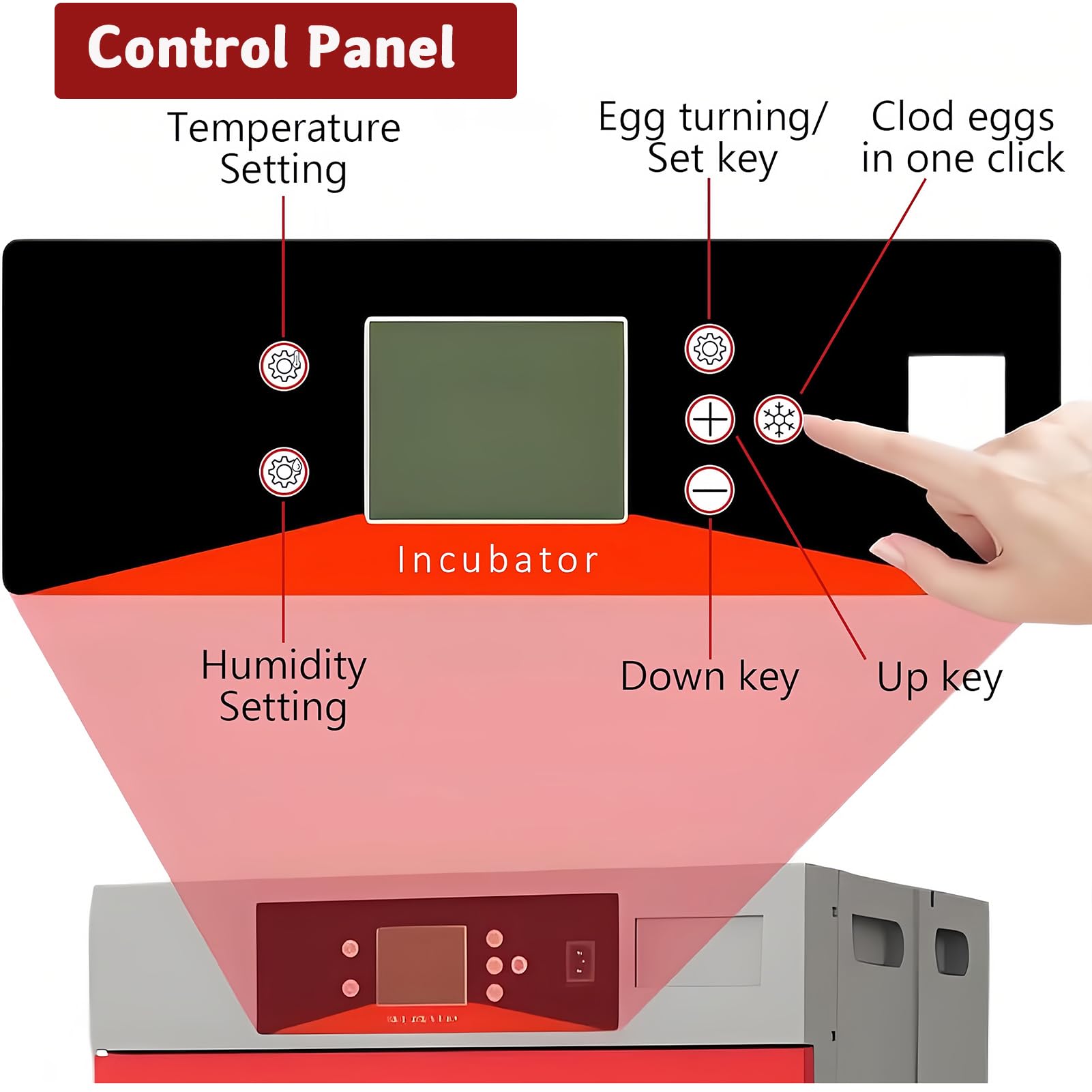 Incubadora de huevos comercial con giro automático, control digital de temperatura y humedad para incubar huevos de pollo, pato y ganso