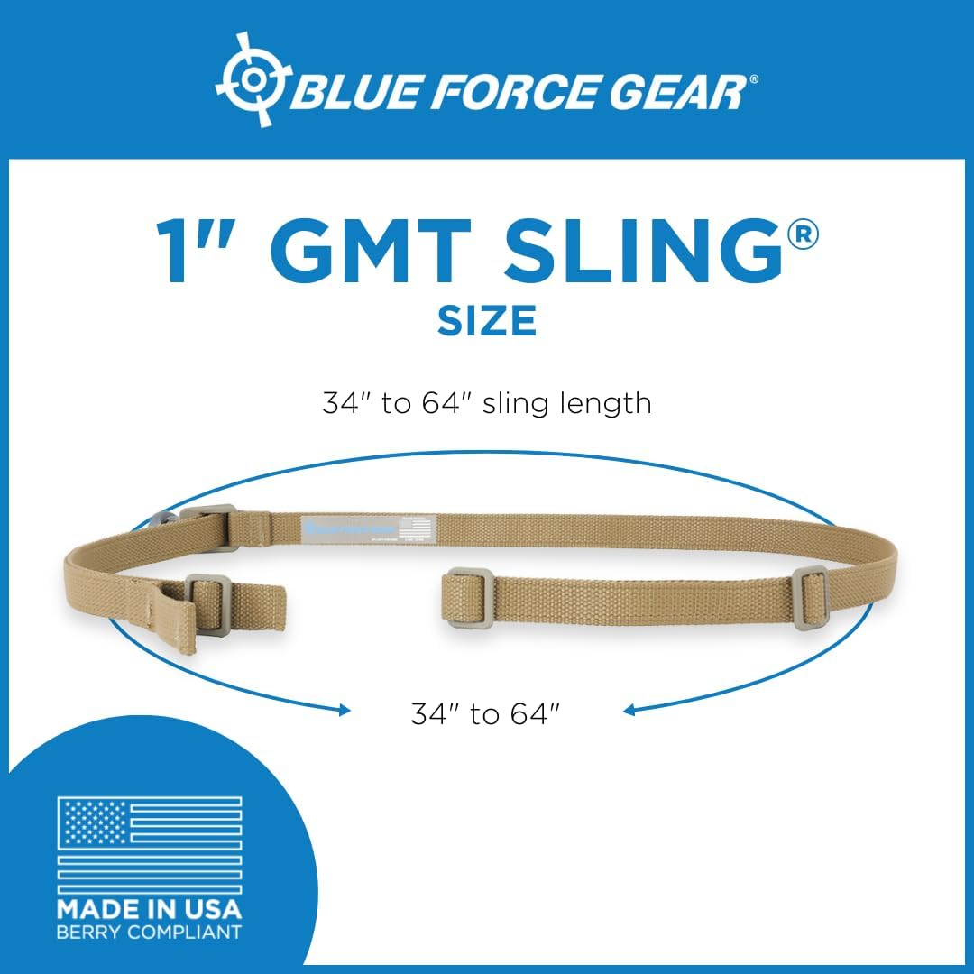 Blue Force Gear GMT Sling, Durable Sling Strap, Double-Locking Sling Buckle Interface - Made in The USA - 34 to 64 Inches Length