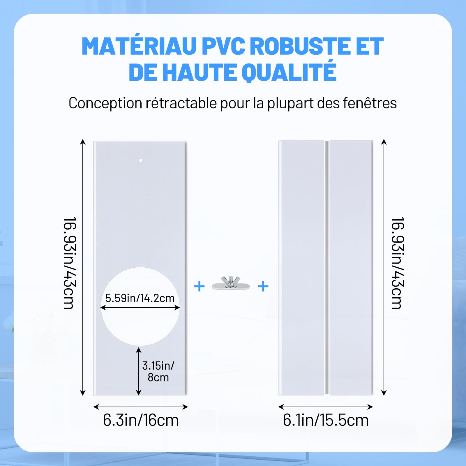 LOVIVER Kit de Fenêtre pour Climatiseur Portable, Panneaux d'Étanchéité de Fenêtre Réglables en PVC, Kit de Ventilation Coulissante Universelle Robuste, Accessoire Fenêtre Ajustable pour Climatiseur
