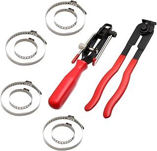 Twilight Garage 10Pcs Ear Clamp Pliers with CV Boot Clamps Kit, Hose Band Cut-Off Pliers Car Banding Tool Ear Boot Tie Pliers Car Automotive Hose Axle Plier CV Joint Boot Clamp Pliers Set