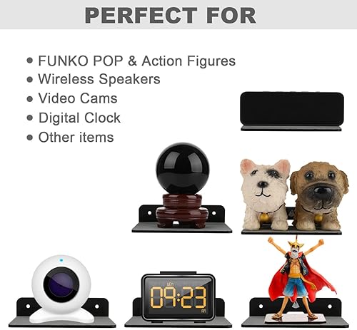 Miniatura 6 de TXEsign Estantes de pared, paquete de 2, soporte de pared pequeño para altavoz, cámara web, teléfonos celulares, estante de exhibición de acrílico