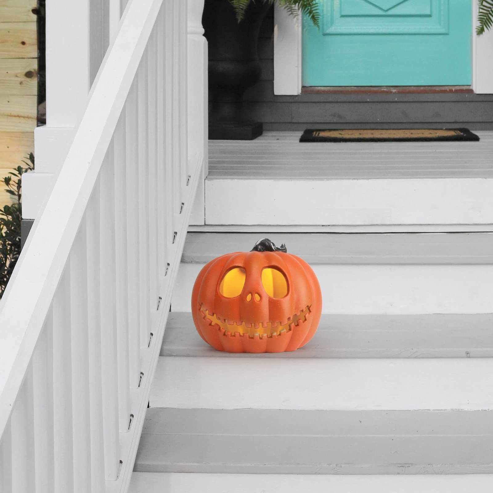 9" Jack O Lantern Halloween Pumpkin Lantern s Light Up Pumpkin Decorations, Lighted Pumpkin with LED Bulb Indoor/Outdoor Pumpkin Decoration