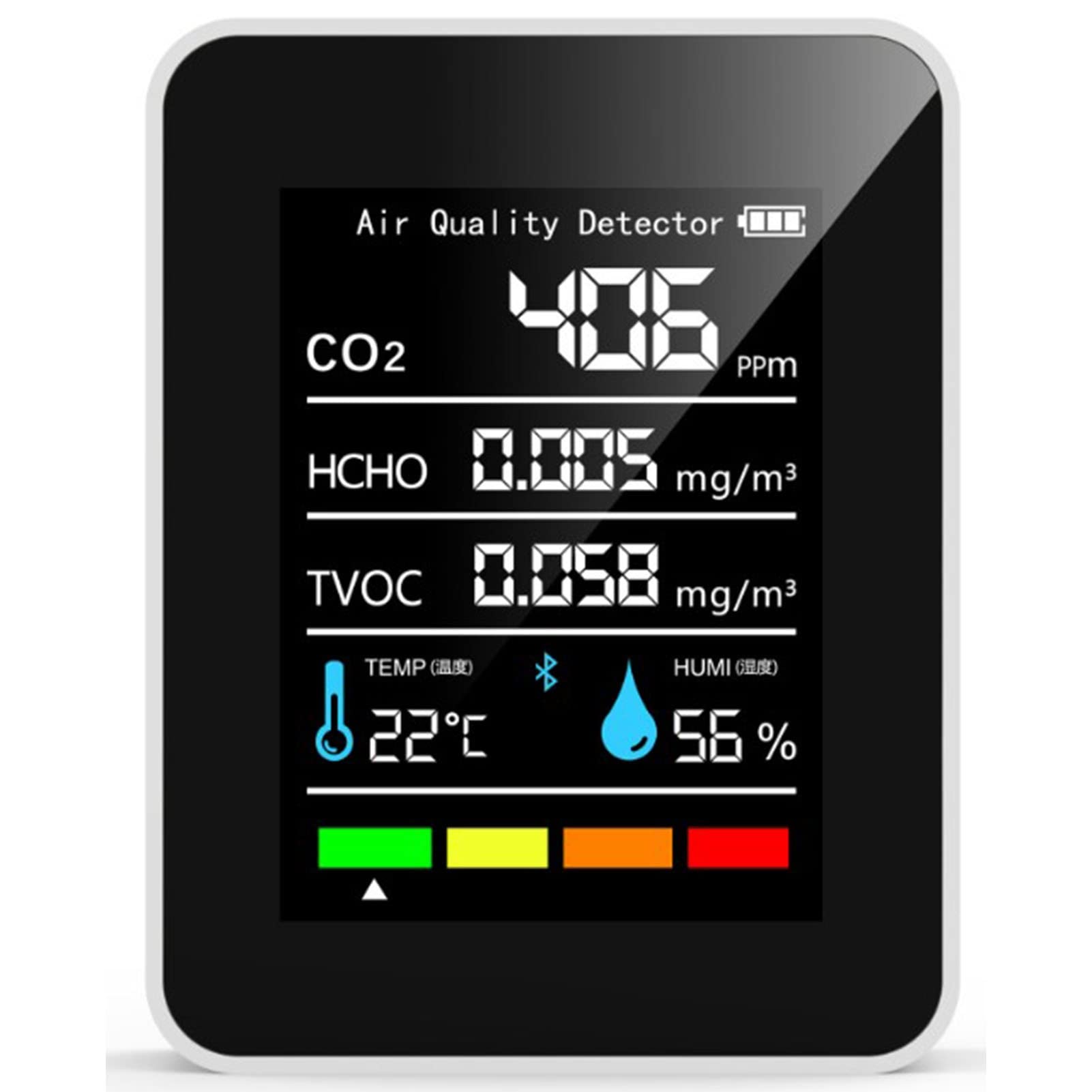 Detector CO2 5 en 1 Portátil con HCHO TVOC Temperatura Humedad para Hogar Oficina a Pilas