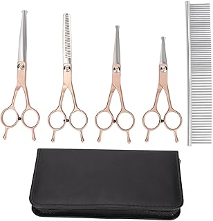 Kit de tesoura de tosa de cachorro gato 5 peças kit de tesoura de tosa de cachorro de aço inoxidável ponta redonda de segurança para animais de estimação ferramenta profissional de tosa para cães gato