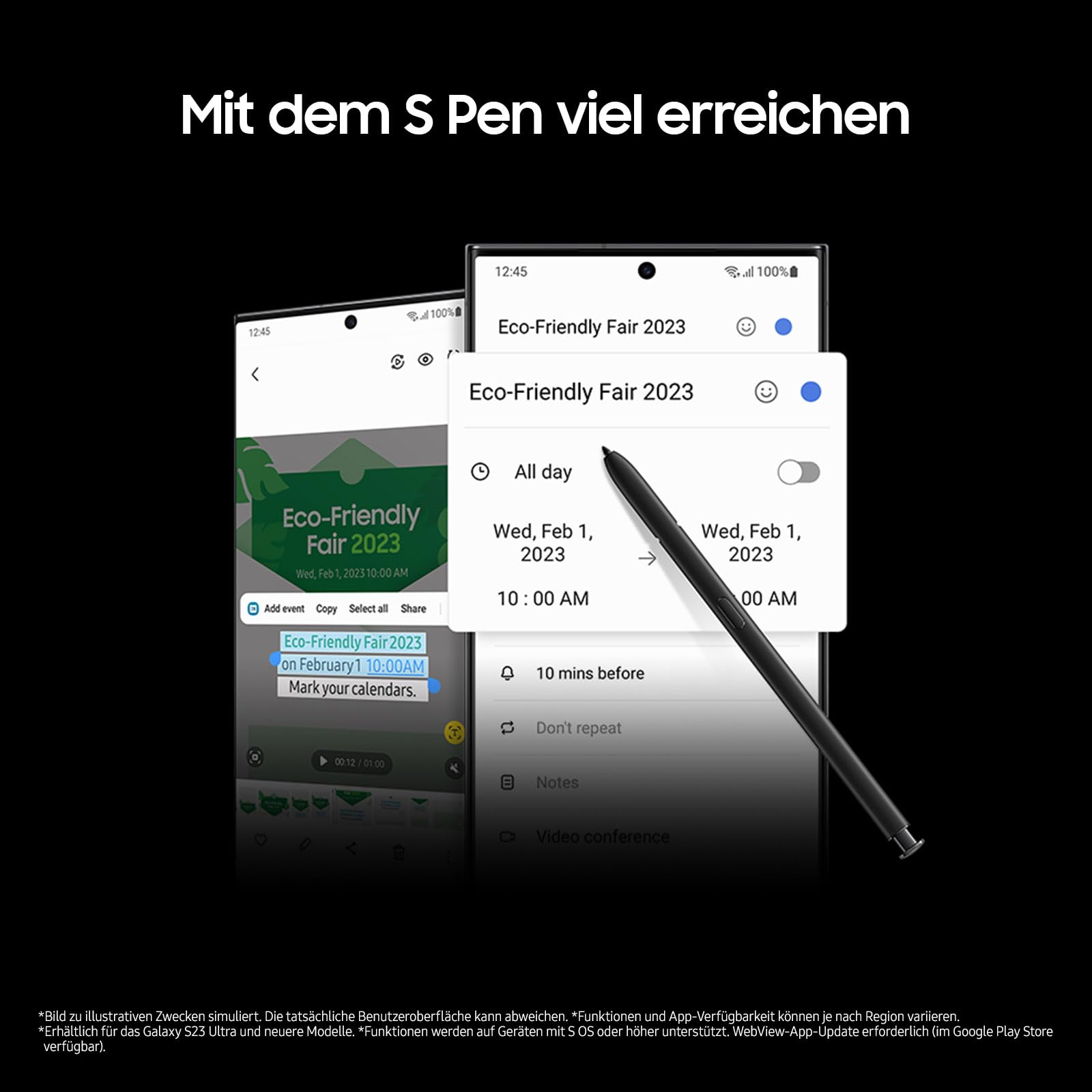 Samsung Galaxy S23 Ultra Enterprise Edition, inklusive Stift, 6,8 Zoll Android Smartphone, 256 GB, 5.000 mAh Akku, Business Handy, Smartphone ohne Vertrag, Phantom Black