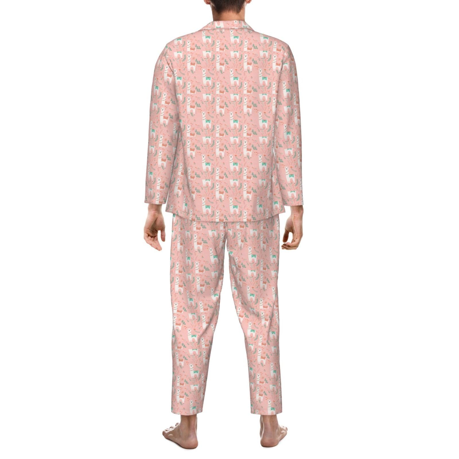 Rosa cammello stampa cactus uomo manica lunga pigiama set pigiameria due pezzi casa viaggio vestito pantaloni lounge