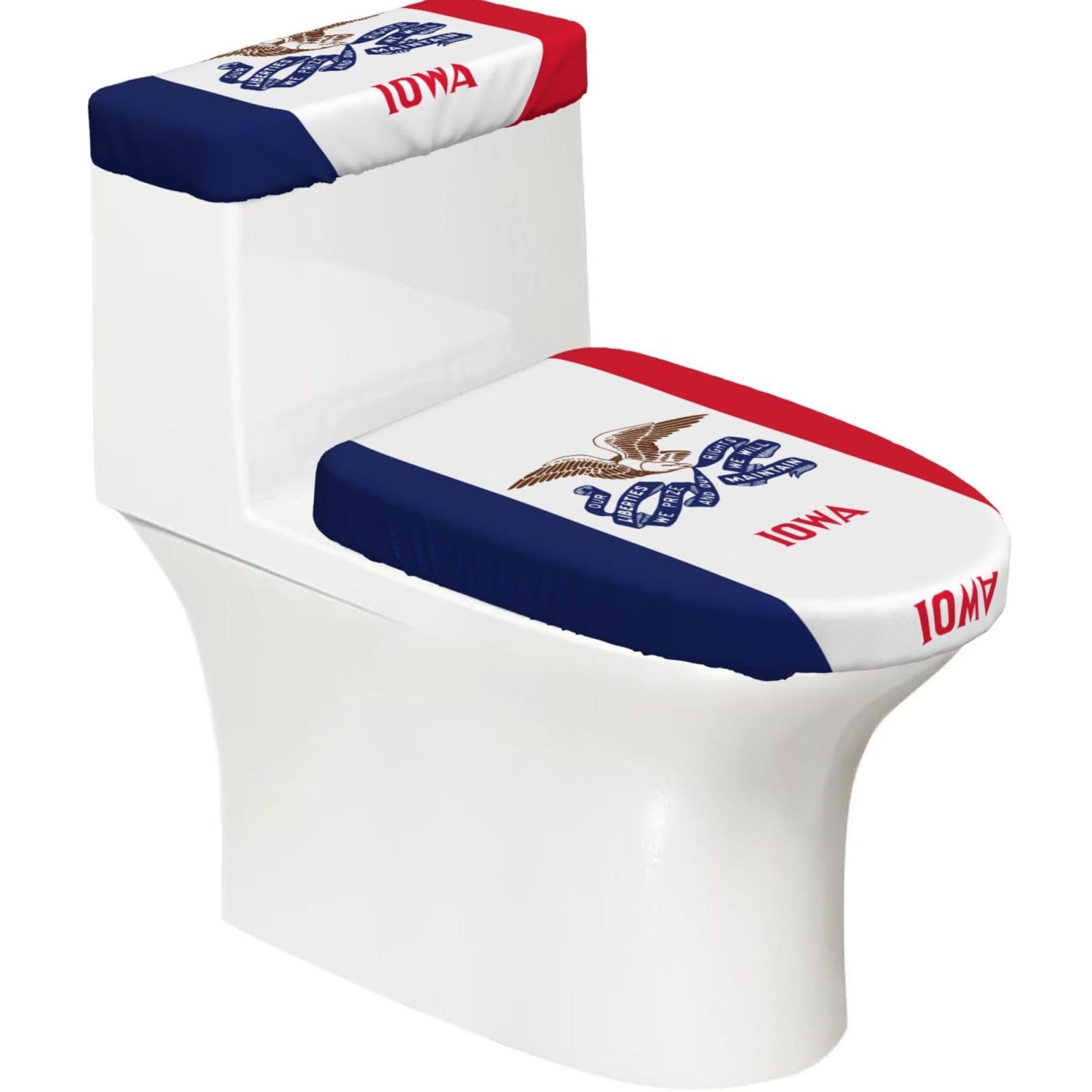 Iowa State Flag Print Bathroom Decor Toilet Lid Cover And Tank Covers, Restroom Accessories Fits Most Round