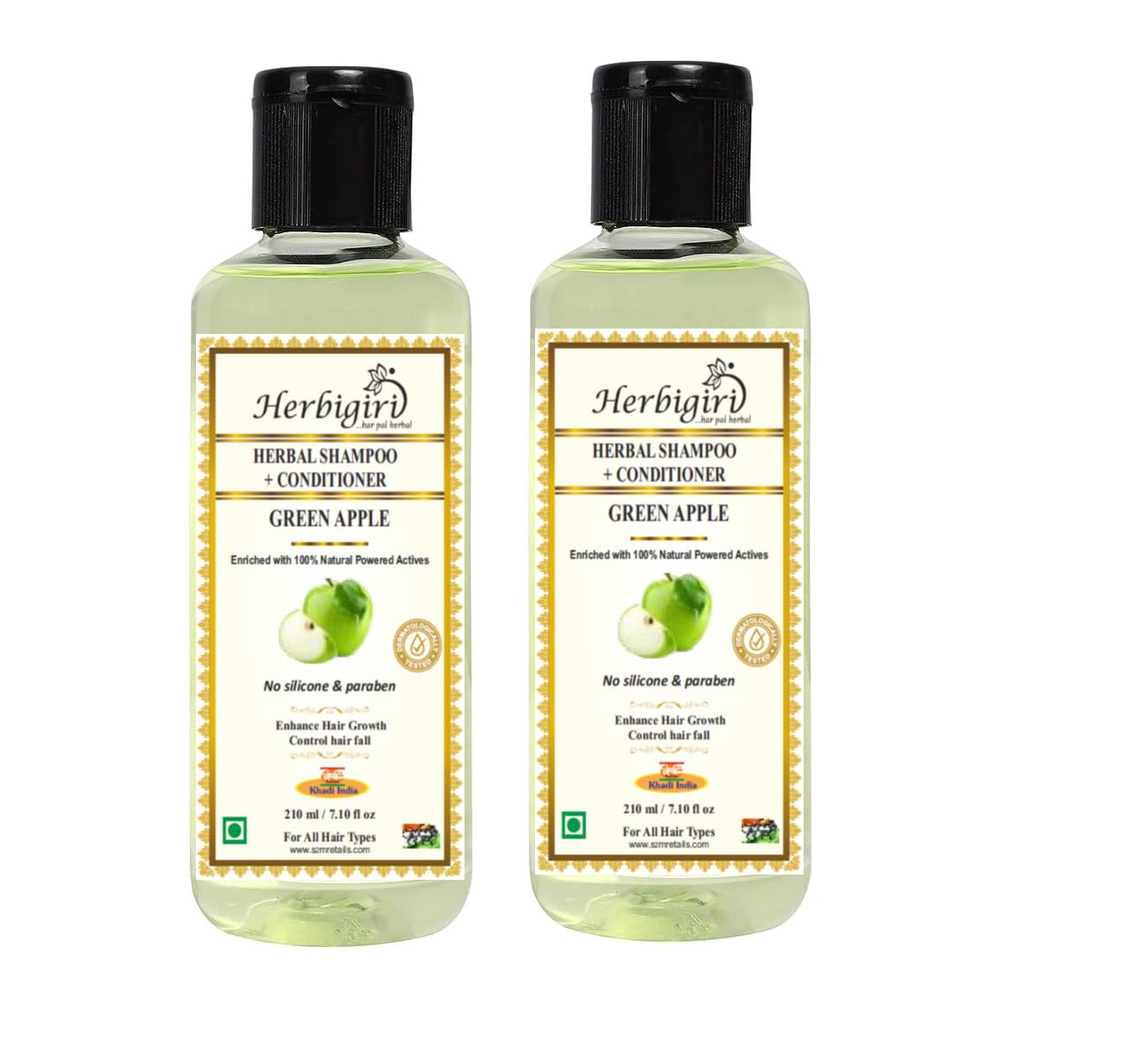 Khadi HerbalParvati Greena Apple Conditioner + Shampoo 210ml (Pack of 2)