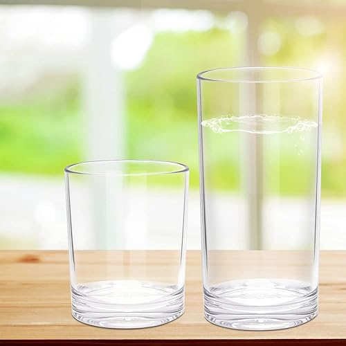 Miniatura 7 de Juego de 12 vasos de plástico para beber, reutilizables, acrílicos, mezclados, aptos para lavavajillas, para bar, hogar, cocina, fiesta, exterior