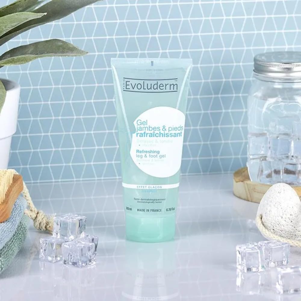 EVOLUDERM - Gel Rafraîchissant Jambes & Pieds - 200 ml - 96% d'Origine Naturelle - Végan - Fabrication Française - Lot de 3 x 200 ml