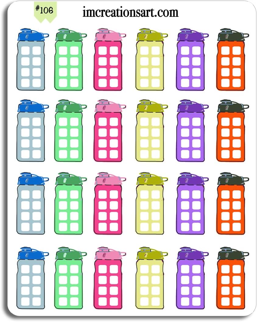 Water Intake Tracking Stickers for Fitness Planner, Hand Drawn Design, 24 Count, Matte or Glossy Finish (Paper Type: Matte, 1 Sheet) Water Intake Tracking Stickers for Fitness Planner, Hand Drawn Design, 24 Count, Matte or Glossy Finish (Paper Type: Matte, 1 Sheet)